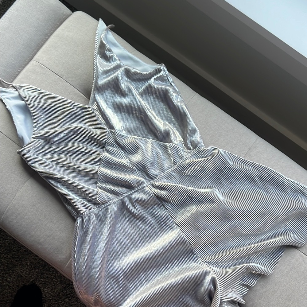 Topshop Metallic Silver Jumpsuit
